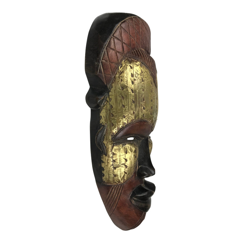 Tikar Tribe Hand Carved Bronze African Mask - Afrilege