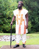 Shepherd African 3-pieces Men Wear - Beige / Orange - Afrilege