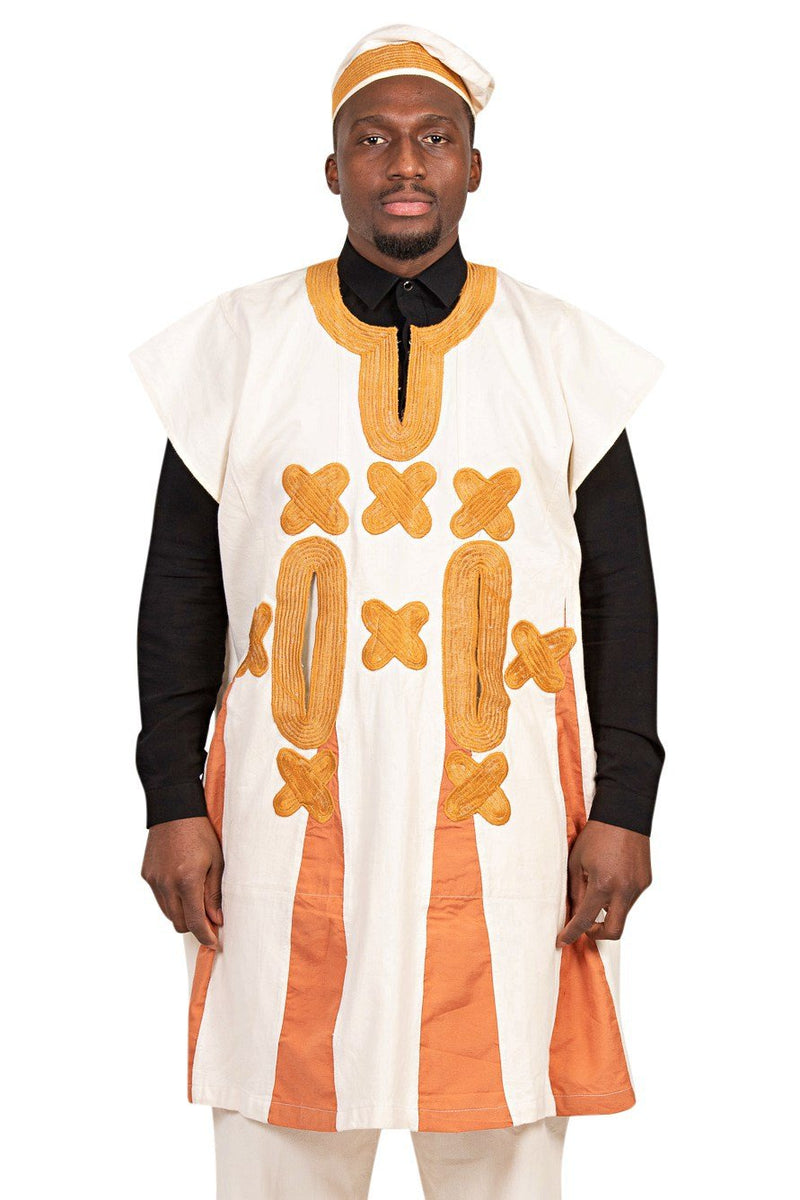 Shepherd African 3-pieces Men Wear - Beige / Orange - Afrilege