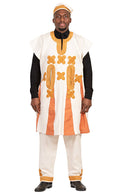 Shepherd African 3-pieces Men Wear - Beige / Orange - Afrilege