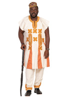 Shepherd African 3-pieces Men Wear - Beige / Orange - Afrilege