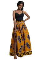 Ayomide African Print Maxi Skirt ( Brown - Gold) - Afrilege