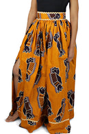 Ayomide African Print Maxi Skirt ( Brown - Gold) - Afrilege