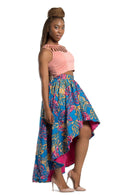 Kara African Print Hi Lo Skirt ( Blue/ Pink/ Yellow) - Afrilege