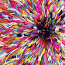 30" Multicolor Grey Yellow Pink Purple Orange Authentic Bamileke Juju Hat - Afrilege