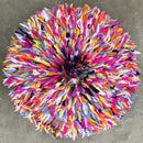 30" Multicolor Grey Yellow Pink Purple Orange Authentic Bamileke Juju Hat - Afrilege