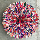 30" Multicolor Red Pink Purple Green Authentic Bamileke Juju Hat - Afrilege