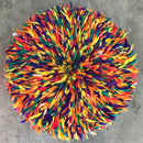 31" Multicolor Yellow Purple Orange Green Authentic Bamileke Juju Hat - Afrilege