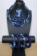 Akin Bamileke African Print Knot Jewelry Set ( Necklace - Bracelets - earrings) - Afrilege