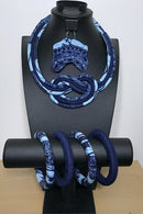 Akin Bamileke African Print Knot Jewelry Set ( Necklace - Bracelets - earrings) - Afrilege