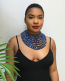 Navy Ndop Africa Print Choker necklace - Afrilege