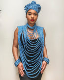 Ndop Print Multi-Strand Statement 24 lines necklace - Afrilege