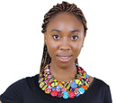 African Print Colorful Buttons Bib Necklaces - Afrilege