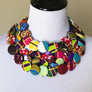 African Print Colorful Buttons Bib Necklaces - Afrilege
