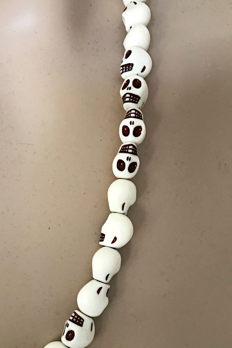 Beige skull beads necklace for men - Afrilege
