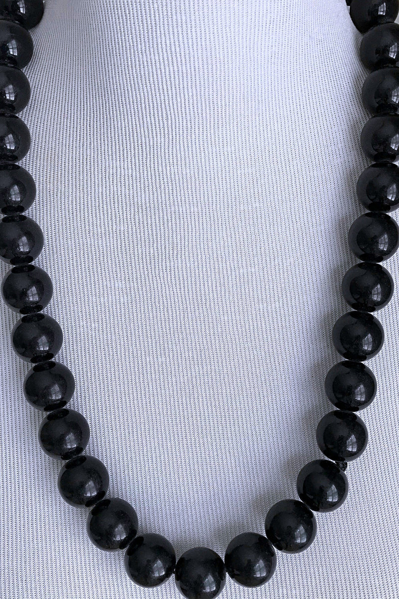Black beads wood necklace - Afrilege