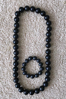 Black beads wood necklace - Afrilege