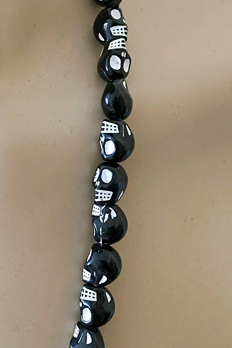 Black skull beads necklace for men - Afrilege