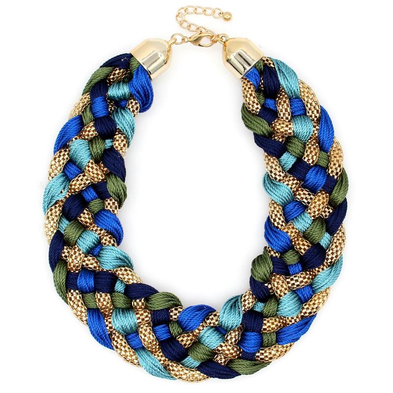 Blue-Green Weaved Maxi necklace - Afrilege
