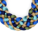 Blue-Green Weaved Maxi necklace - Afrilege