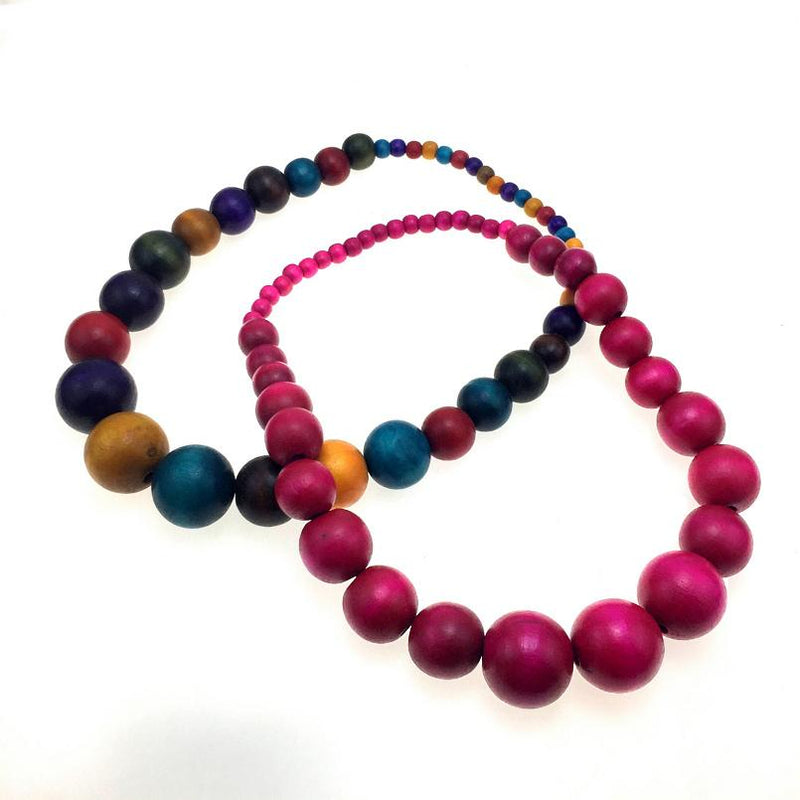 Colorful wood beads statement necklace - Afrilege