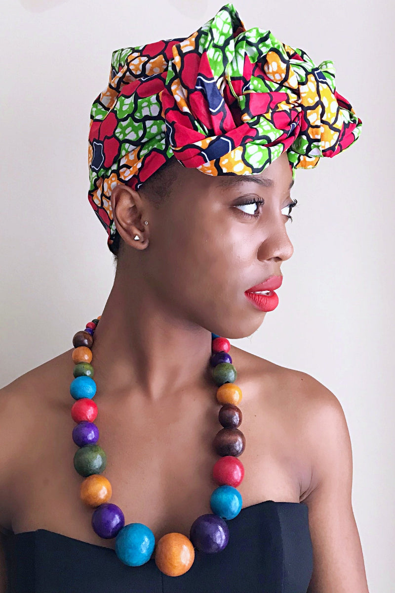 Colorful wood beads statement necklace - Afrilege