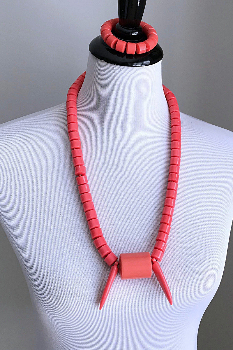 Coral Igbo Nigerian tusk Wedding necklace for men - Afrilege