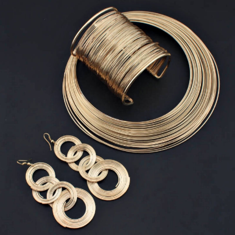 Multilayer Metal Wire Chokers Jewelry Set - Afrilege