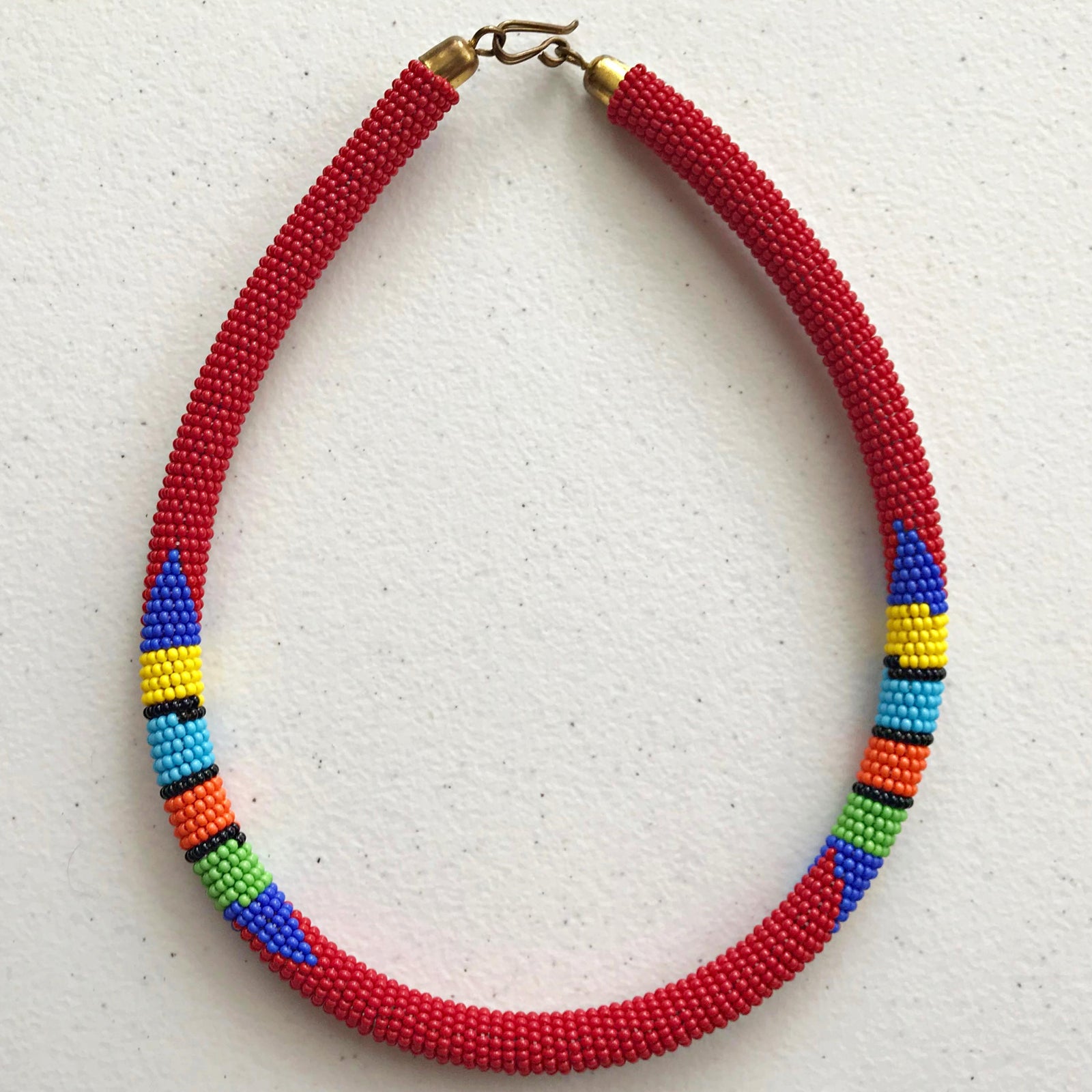 Beaded Maasai Necklace (Blue - Long) main image 1