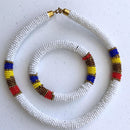 Maasai Beaded Rope Necklace / Headband & Bangle set - Afrilege