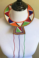 Maasai Handmade Traditional Wedding Beaded Leather Necklace - Afrilege