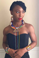 Maasai Handmade Traditional Wedding Beaded Leather Necklace - Afrilege