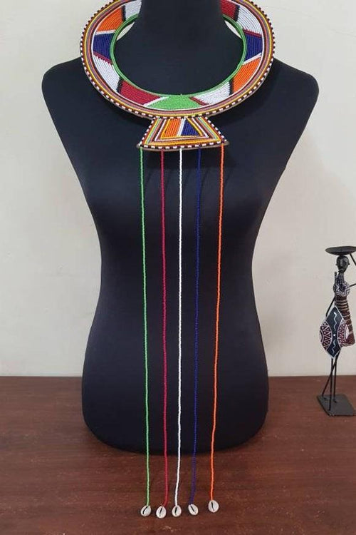 Vtg African good Maasai Kenya BEADED Leather Married Woman's Ear Flaps Handmade