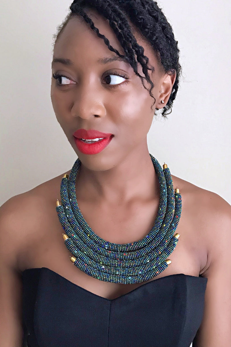 Multilayer Maasai Beaded Necklace | Afrilege