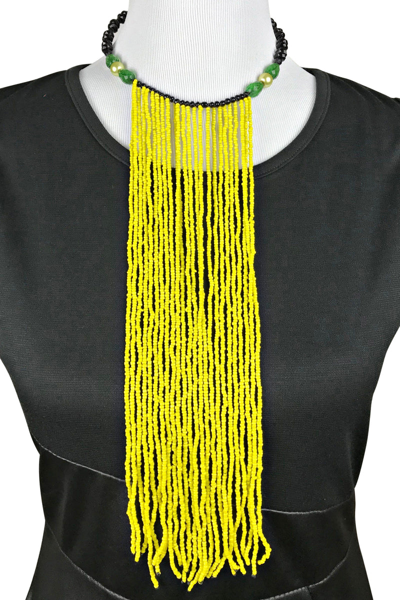 African Beaded Statement Maxi Necklace - Afrilege
