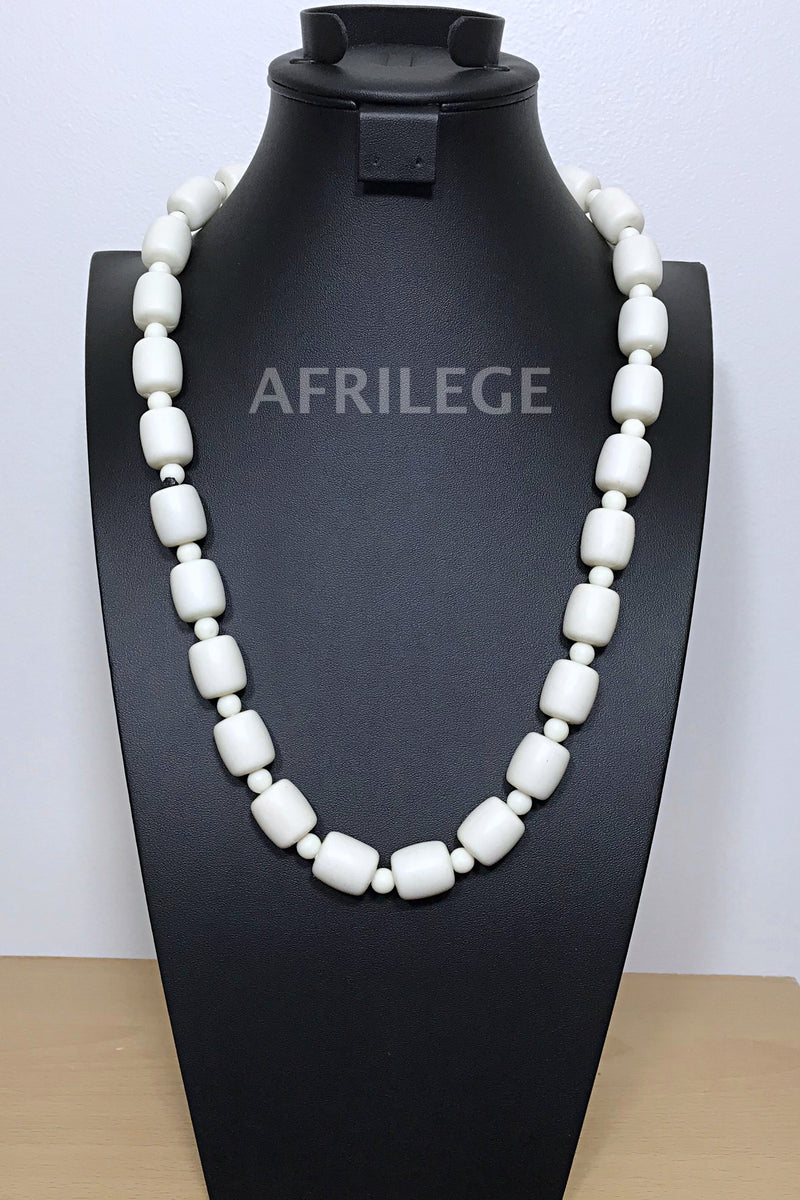 Off-white Nigerian Wedding beads necklace - Afrilege