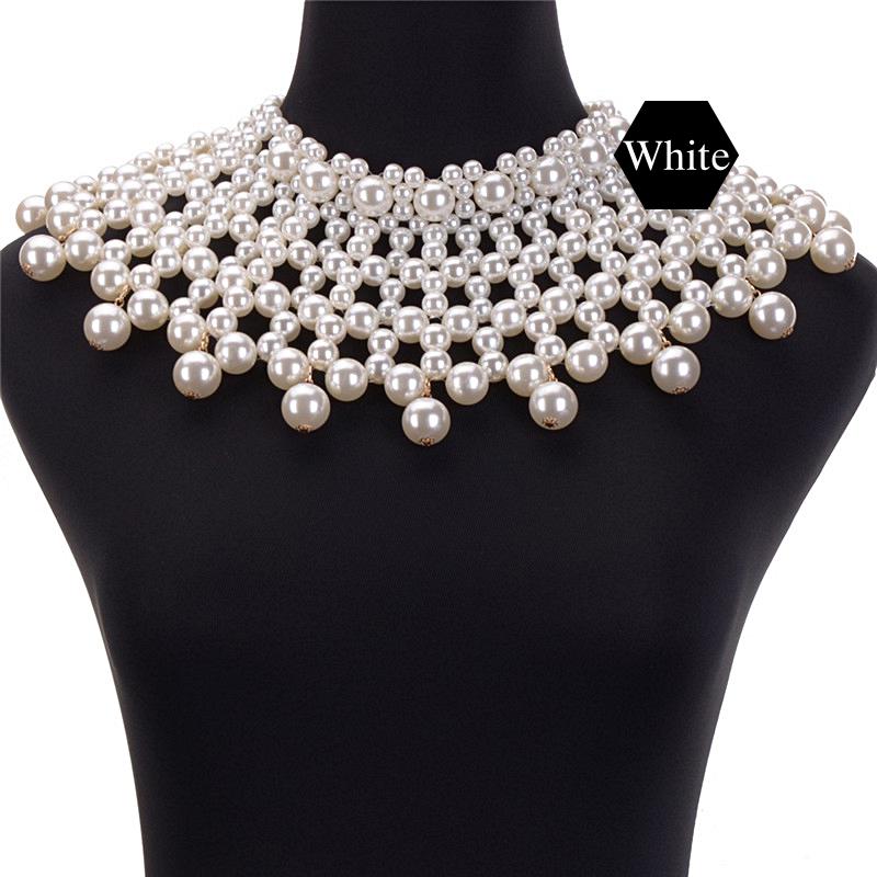Egyptian Inspired Maxi Choker Bib Collar Necklace (Off-white) - Afrilege