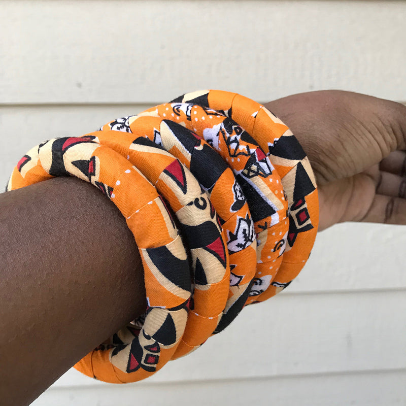 Masika Small African Print Bangle Bracelets - Afrilege