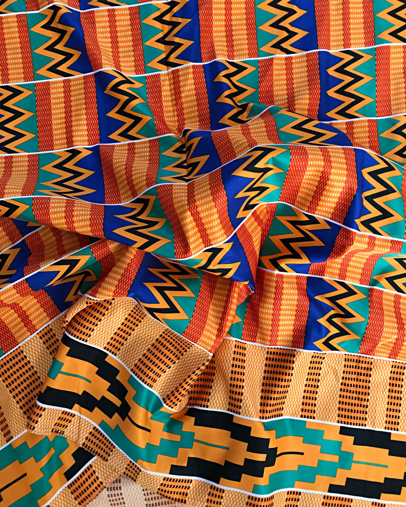 Satin Silk Kente African print fabric - Afrilege
