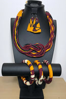 Chike Bamileke African Print Knot Jewelry Set ( Necklace - Bracelets - earrings) - Afrilege