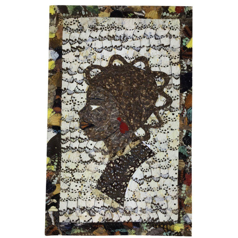 15.5" x 9" Butterfly Wings Mosaic Art - African woman head - Afrilege