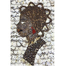 15.5" x 9" Butterfly Wings Mosaic Art - African woman head - Afrilege