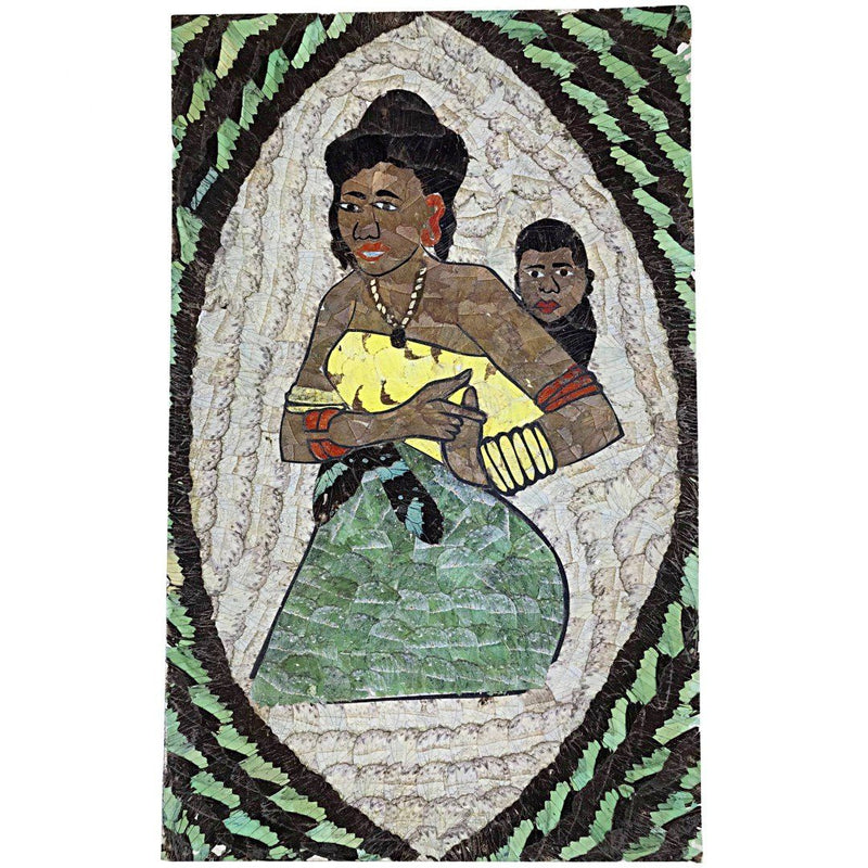 16" x 9.5" Butterfly Wings Mosaic Paintings - Mother carrying baby on her back - Afrilege