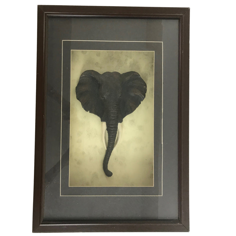 Elephant and Giraffe 3D framed canvas from Zimbabwe - Afrilege