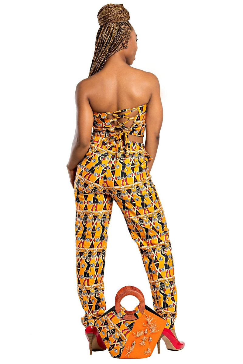 African Print Masika women's Pants (Orange) - Afrilege