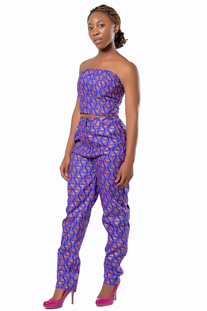 African Print Nina Women's Pants - Purple