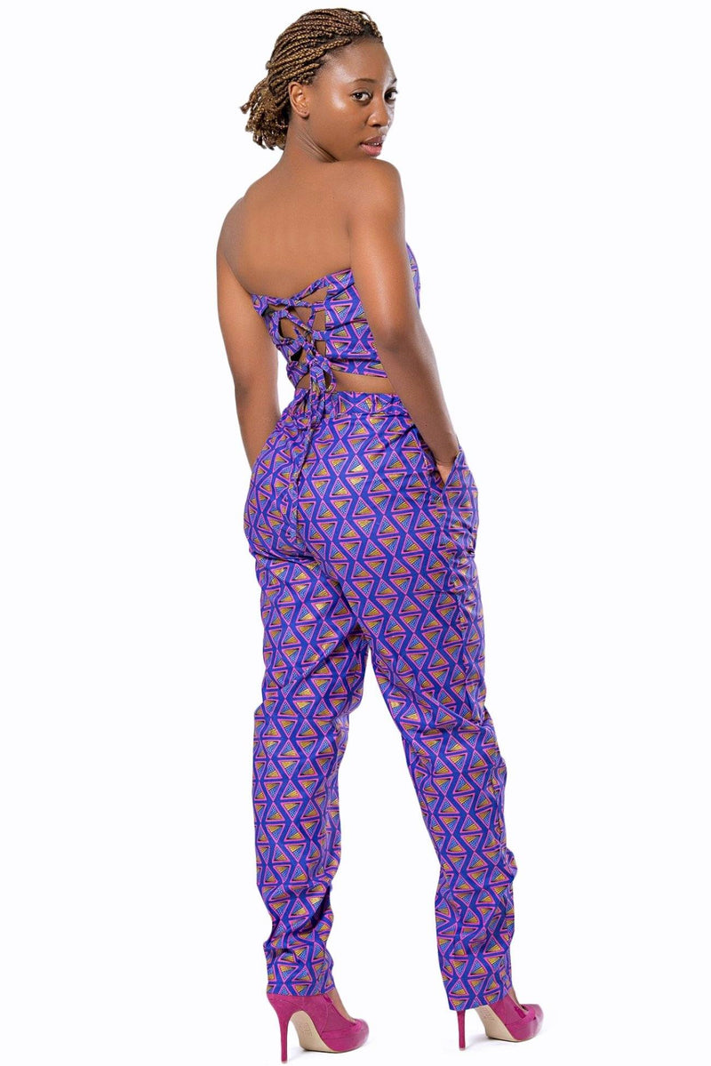 African Print Nina Women's Pants - Purple - Afrilege