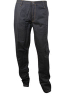 Adi Dark grey Denim Jeans Men's Pants with African Print - Afrilege