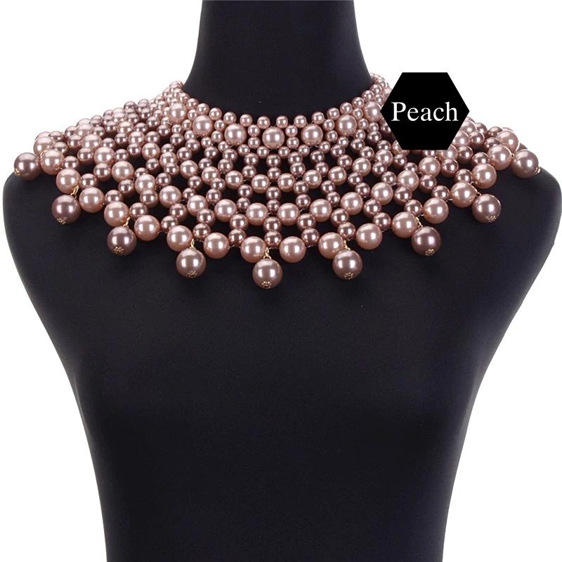 Egyptian Inspired Maxi Bib Collar Choker Necklace (Peach) - Afrilege