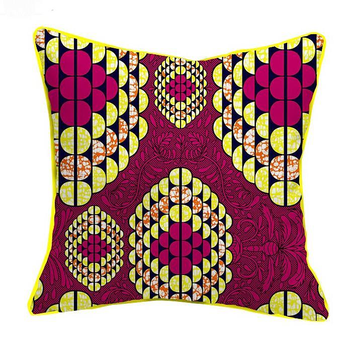 African Print Throw Pillow Case (Pink & yellow) - Afrilege